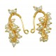 BUGADI Traditional Marathi Cream yellow pearls  Clip-on  Helix Earrings 